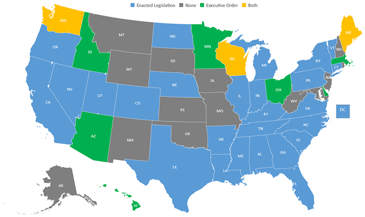 States With Autonomous Vehicles Enacted Legislation and Executive Orders